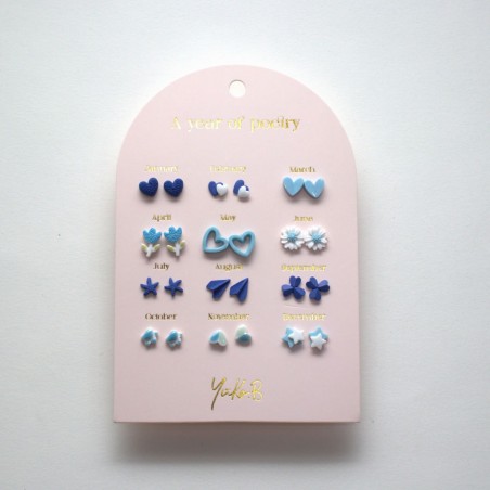 Boucles d'oreilles "Un an de poésie" - Bleue