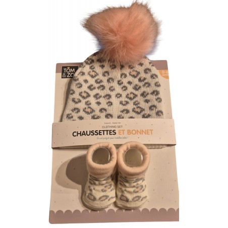 Set chaussettes + bonnet pompon "Girl"