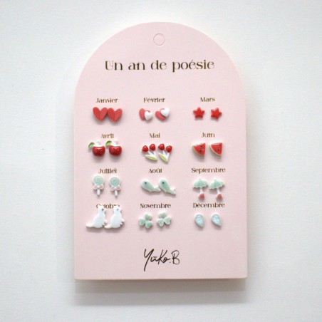 Boucles d'oreilles "Un an de poésie" - Rouge