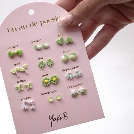 Boucles d'oreilles "Un an de poésie" - Verte